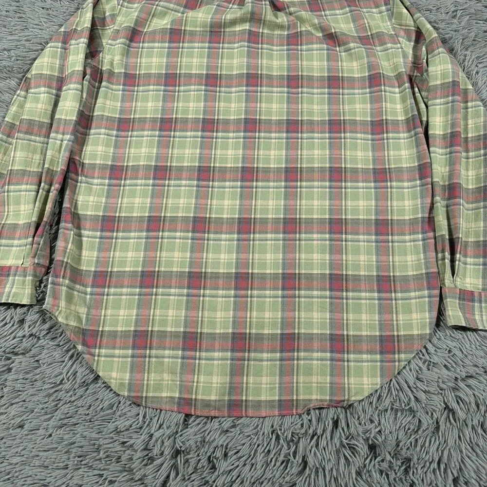Polo Ralph Lauren Shirt Large Green Blue Button Down Plaid Classic Fit Mens